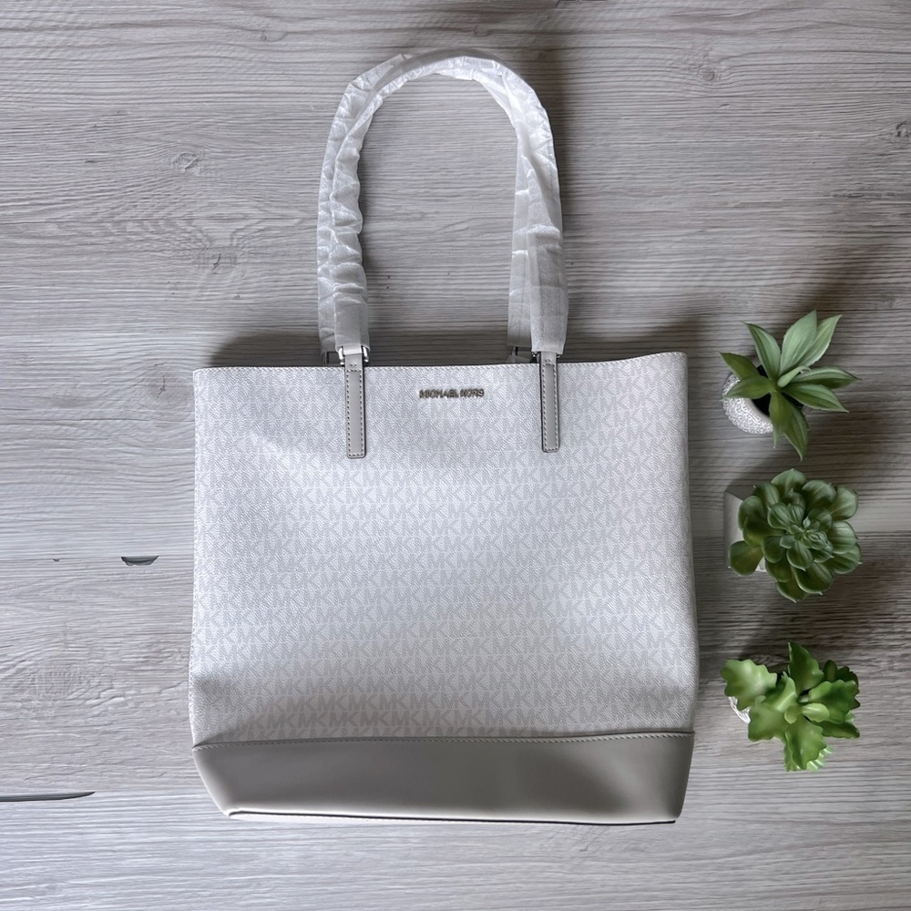 MICHAEL KORS kelli large two-tone logo tote bag NWT